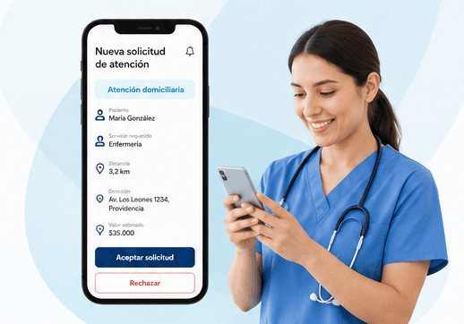 Profesional de salud usando SAMET MOBILE